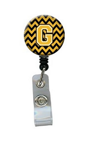 CJ1053-GBR Letter G Chevron Black & Gold Retractable Badge Reel, 5 x 1 x 2 in.