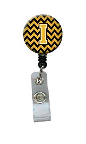 CJ1053-IBR Letter I Chevron Black & Gold Retractable Badge Reel, 5 x 1 x 2 in.