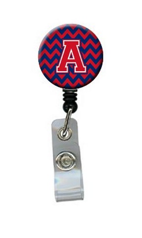 Letter A Chevron Yale Blue & Crimson Retractable Badge Reel