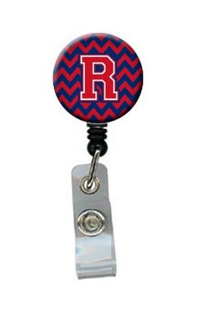 Letter R Chevron Yale Blue & Crimson Retractable Badge Reel