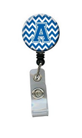 Letter A Chevron Blue & White Retractable Badge Reel, 5 x 1 x 2 in.