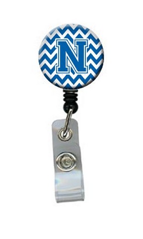 CJ1056-NBR Letter N Chevron Blue & White Retractable Badge Reel, 5 x 1 x 2 in.