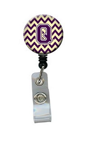CJ1058-QBR Letter Q Chevron Purple & Gold Retractable Badge Reel, 5 x 1 x 2 in.