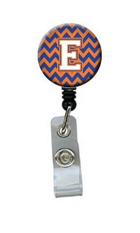 CJ1060-EBR Letter E Chevron Blue & Orange No.3 Retractable Badge Reel