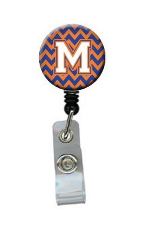 Letter M Chevron Blue & Orange No.3 Retractable Badge Reel