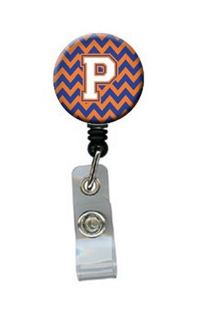 CJ1060-PBR Letter P Chevron Blue & Orange No.3 Retractable Badge Reel