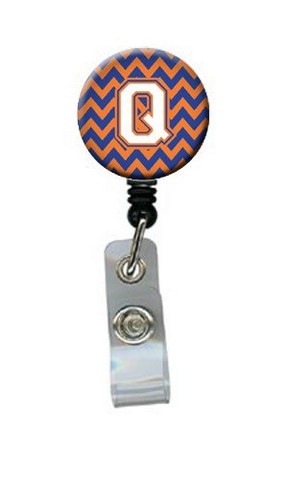 Letter Q Chevron Blue & Orange No.3 Retractable Badge Reel
