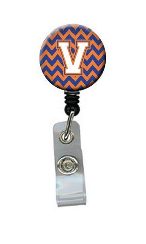 CJ1060-VBR Letter V Chevron Blue & Orange No.3 Retractable Badge Reel