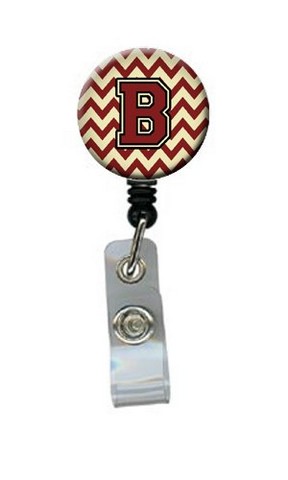 CJ1061-BBR Letter B Chevron Maroon & Gold Retractable Badge Reel