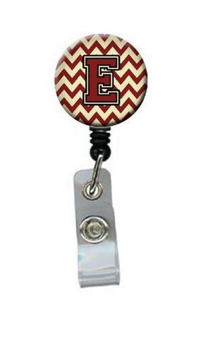 Letter E Chevron Maroon & Gold Retractable Badge Reel