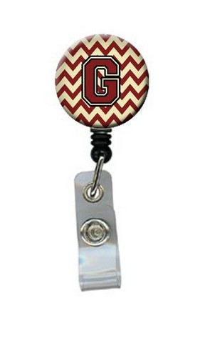 CJ1061-GBR Letter G Chevron Maroon & Gold Retractable Badge Reel