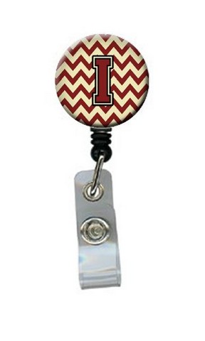 Letter I Chevron Maroon & Gold Retractable Badge Reel