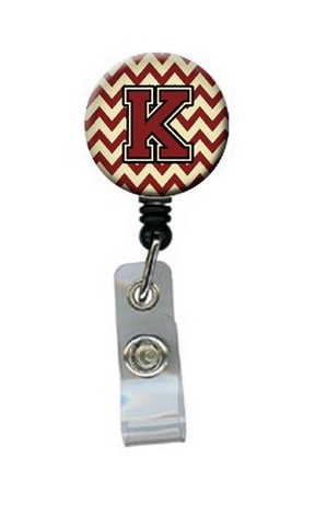 Letter K Chevron Maroon & Gold Retractable Badge Reel