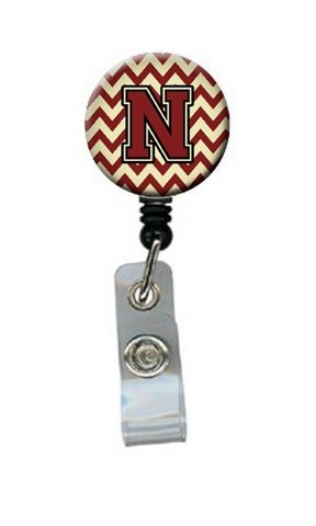 CJ1061-NBR Letter N Chevron Maroon & Gold Retractable Badge Reel