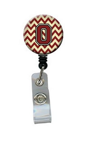 CJ1061-OBR Letter O Chevron Maroon & Gold Retractable Badge Reel