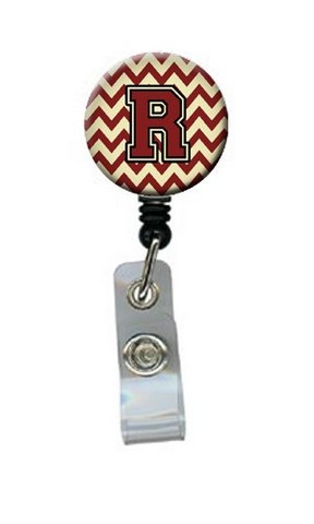 CJ1061-RBR Letter R Chevron Maroon & Gold Retractable Badge Reel