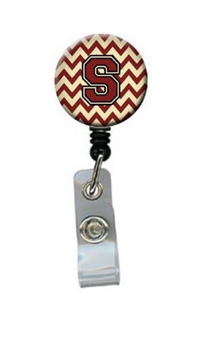 CJ1061-SBR Letter S Chevron Maroon & Gold Retractable Badge Reel