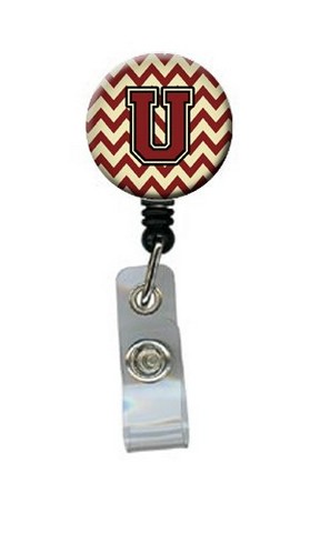 CJ1061-UBR Letter U Chevron Maroon & Gold Retractable Badge Reel