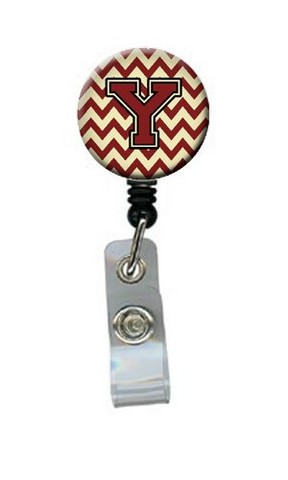 Letter Y Chevron Maroon & Gold Retractable Badge Reel