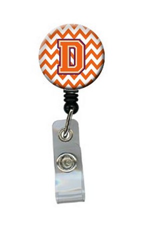 Letter D Chevron Orange & Regalia Retractable Badge Reel