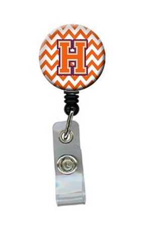 Letter H Chevron Orange & Regalia Retractable Badge Reel