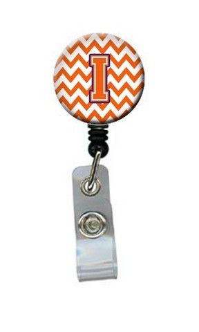 CJ1062-IBR Letter I Chevron Orange & Regalia Retractable Badge Reel