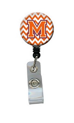 Letter M Chevron Orange & Regalia Retractable Badge Reel