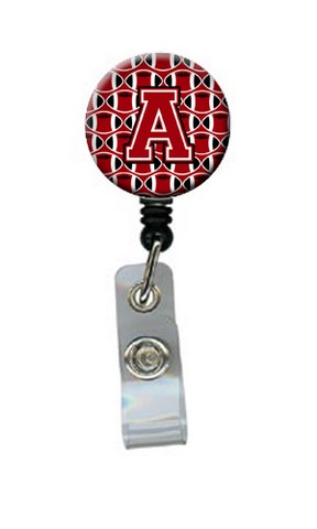Letter A Football Red - Black & White Retractable Badge Reel