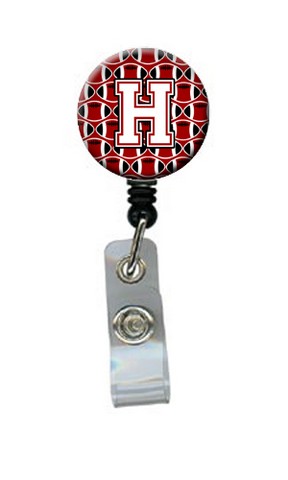Letter H Football Cardinal & White Retractable Badge Reel