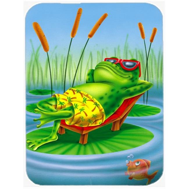 Carolines Treasures APH0521LCB Frog Chilaxin on the Lilly Pad Glass Cutting B...