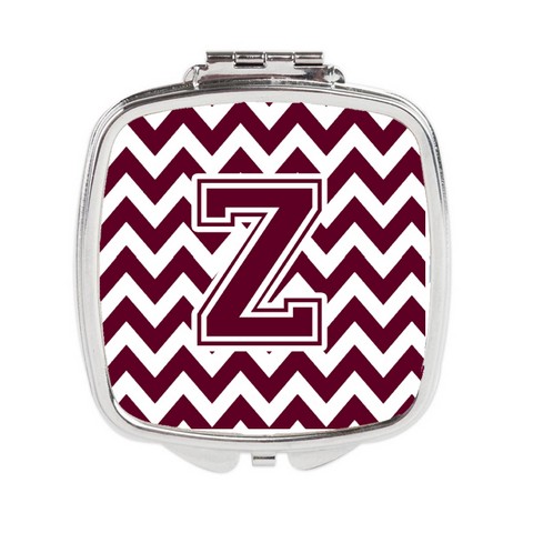 Letter Z Chevron Maroon & White Compact Mirror - 3 x 0.3 x 2.75 in.