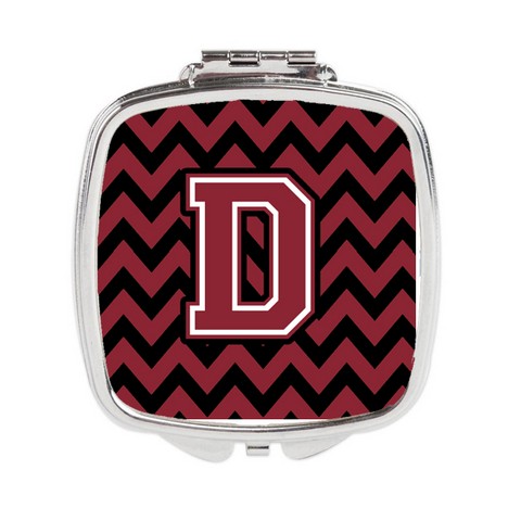 Letter D Chevron Garnet & Black Compact Mirror - Garnet & Black