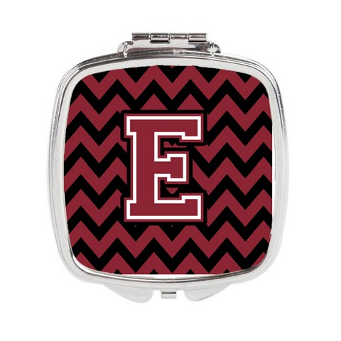 CJ1052-ESCM Letter E Chevron Garnet & Black Compact Mirror