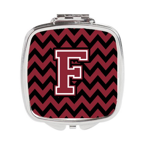 Letter F Chevron Garnet & Black Compact Mirror - Garnet & Black