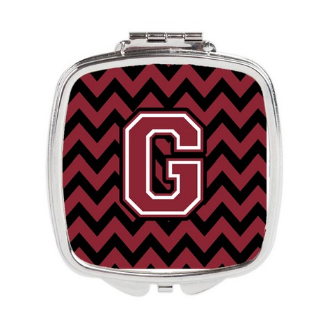 CJ1052-GSCM Letter G Chevron Garnet & Black Compact Mirror