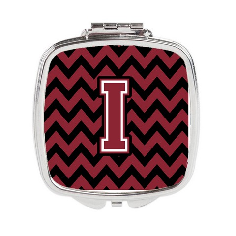 CJ1052-ISCM Letter I Chevron Garnet & Black Compact Mirror