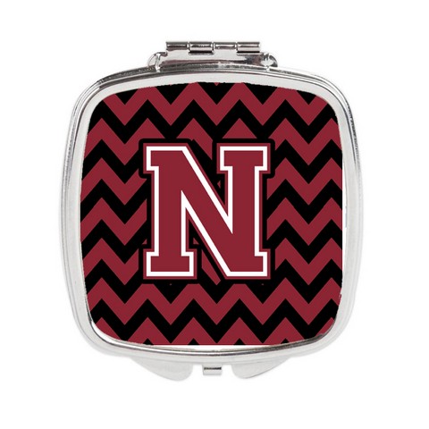 CJ1052-NSCM Letter N Chevron Garnet & Black Compact Mirror