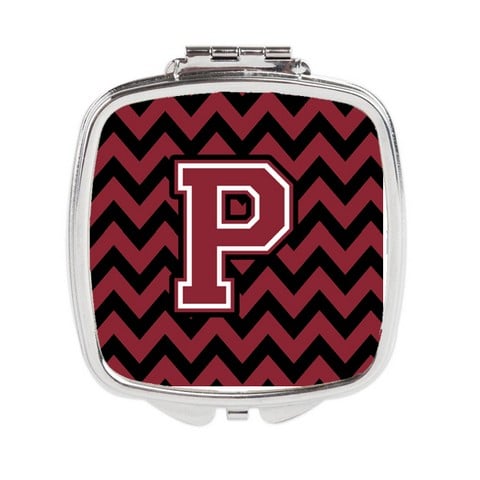 CJ1052-PSCM Letter P Chevron Garnet & Black Compact Mirror
