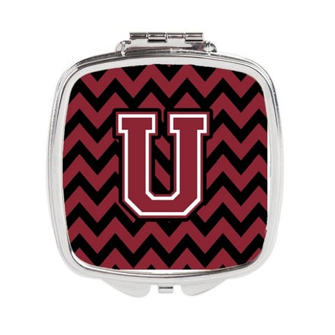 CJ1052-USCM Letter U Chevron Garnet & Black Compact Mirror