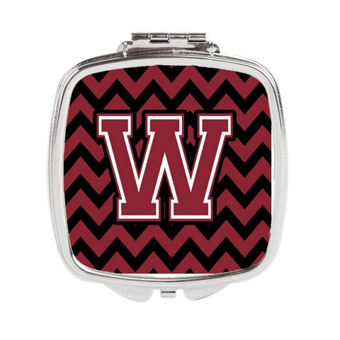 CJ1052-WSCM Letter W Chevron Garnet & Black Compact Mirror
