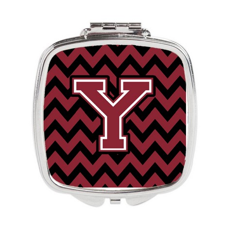 CJ1052-YSCM Letter Y Chevron Garnet & Black Compact Mirror