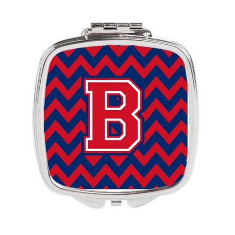 CJ1054-BSCM Letter B Chevron Yale Blue & Crimson Compact Mirror