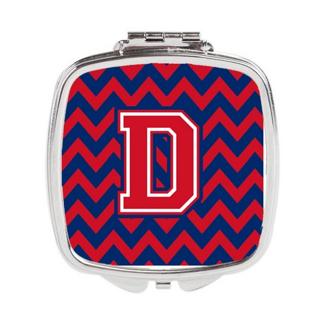 Letter D Chevron Yale Blue & Crimson Compact Mirror