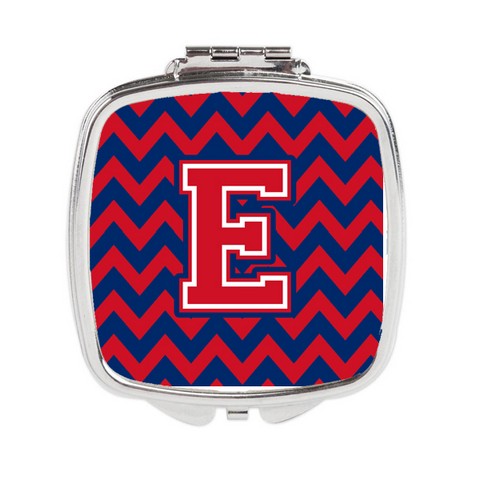 CJ1054-ESCM Letter E Chevron Yale Blue & Crimson Compact Mirror