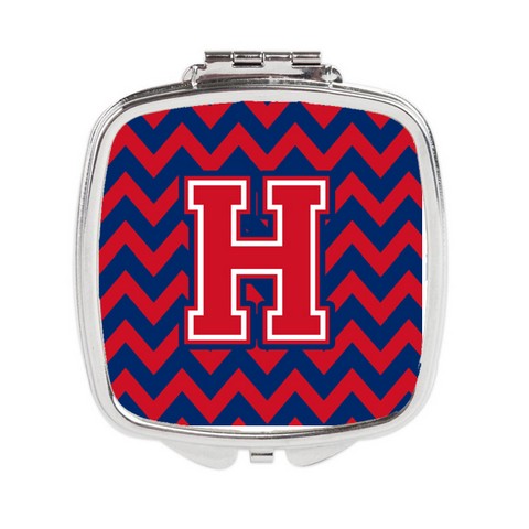 Letter H Chevron Yale Blue & Crimson Compact Mirror