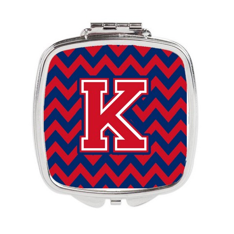 CJ1054-KSCM Letter K Chevron Yale Blue & Crimson Compact Mirror