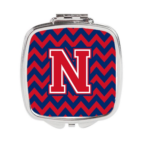 CJ1054-NSCM Letter N Chevron Yale Blue & Crimson Compact Mirror
