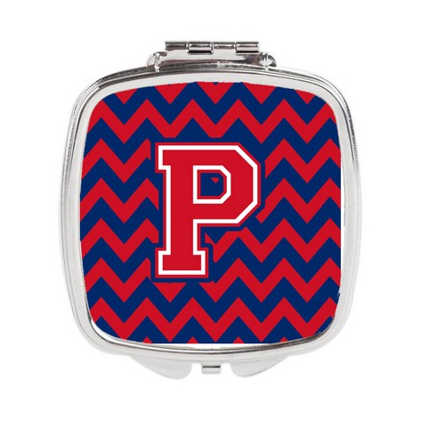 Letter P Chevron Yale Blue & Crimson Compact Mirror