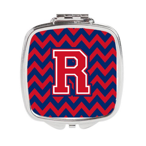 Letter R Chevron Yale Blue & Crimson Compact Mirror