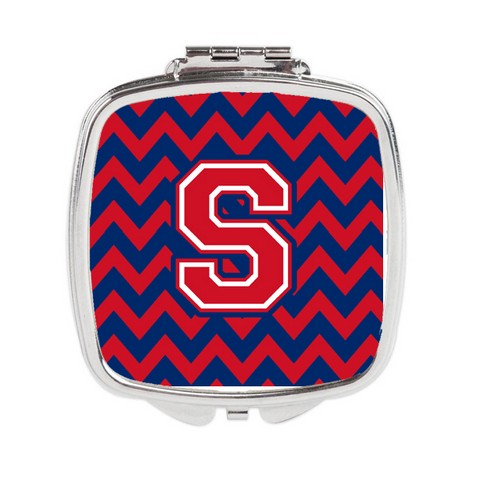 CJ1054-SSCM Letter S Chevron Yale Blue & Crimson Compact Mirror